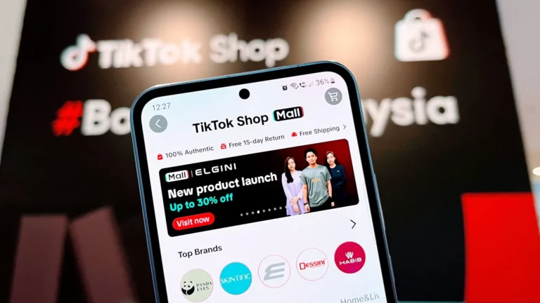 Close up of Tiktok Shop app on a smartphone signyfying Indonesia social commerce growth.