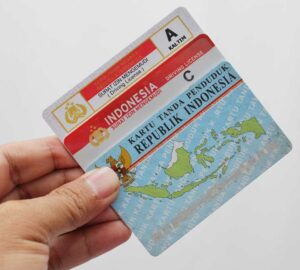 Indonesian driving license for foreigners: SIM A and SIM C displayed with clear details for expats.