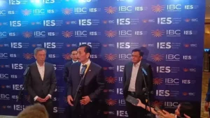 Luhut Binsar Pandjaitan speaking at the Indonesia Economic Summit (IES) 2025, addressing business challenges in Indonesia.