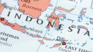 A close-up map of Indonesia highlighting key islands such as Java, Sulawesi, and Borneo, illustrating the geographical location of Indonesia for those interested in why they should invest in Indonesia.