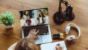 Remote team collaboration in Indonesia — professionals working together online, illustrating practical strategies to manage remote teams from Indonesia.