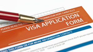 A visa application form symbolizing the process of applying for a calling visa in Indonesia