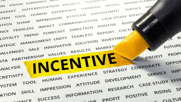 A yellow highlighter marking the word “Incentive” on a page filled with business-related terms, representing Indonesia corporate tax incentives for foreign companies.