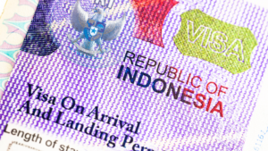 Close-up of an Indonesian visa page showing “Republic of Indonesia” and “Visa” text, illustrating Indonesia visa processing time for travelers and applicants.